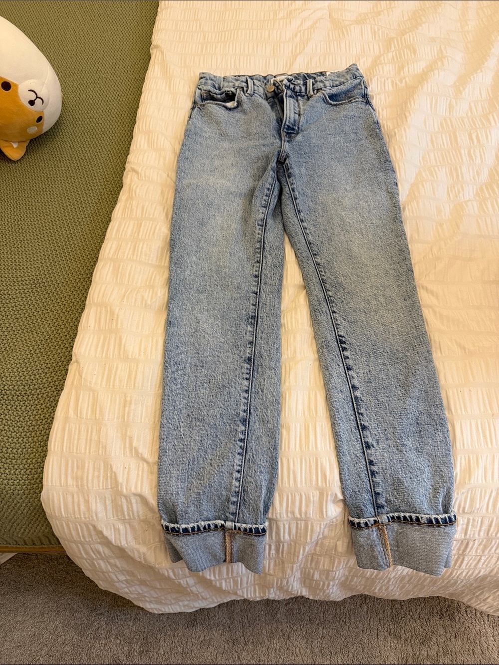 Good American Light Blue Straight-Leg Jeans